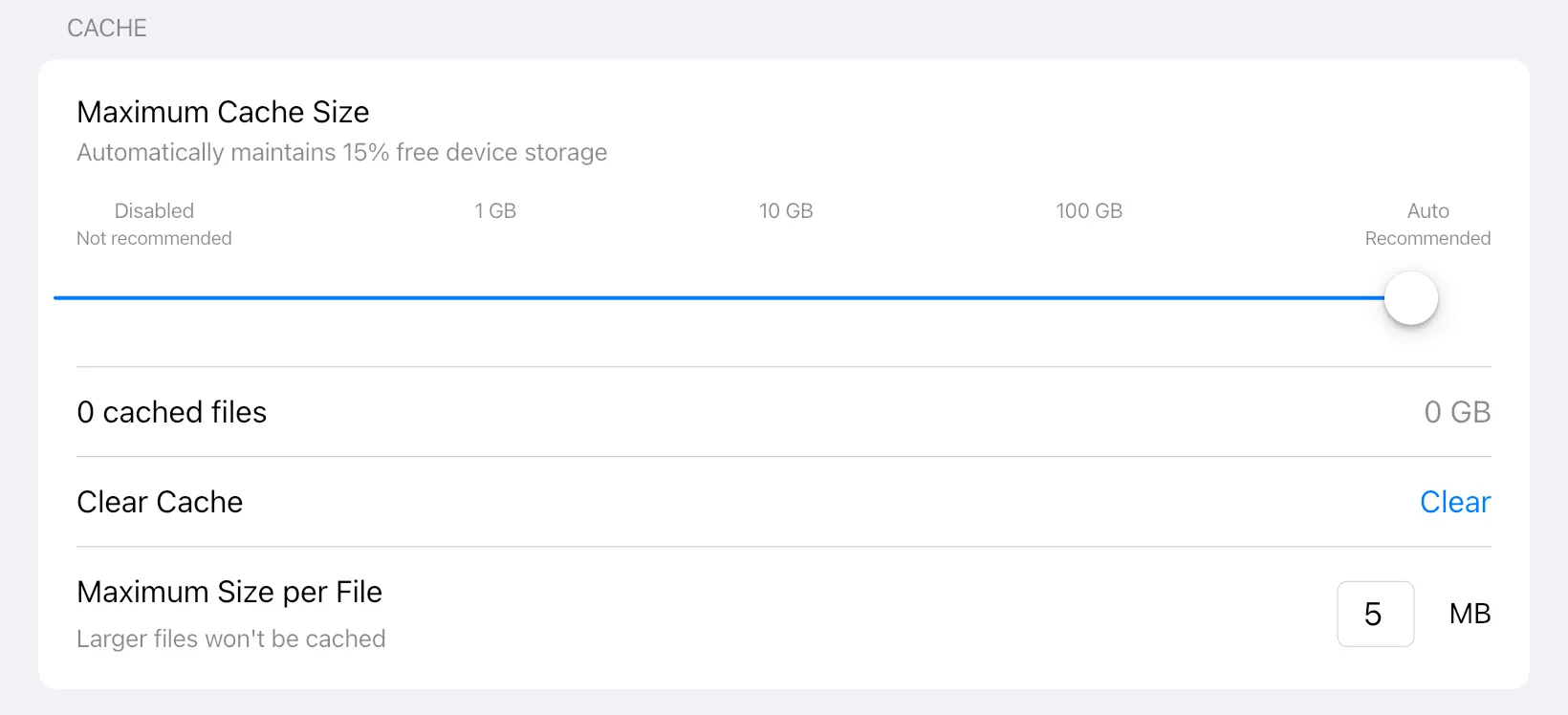 Settings in the app: Offline Playback